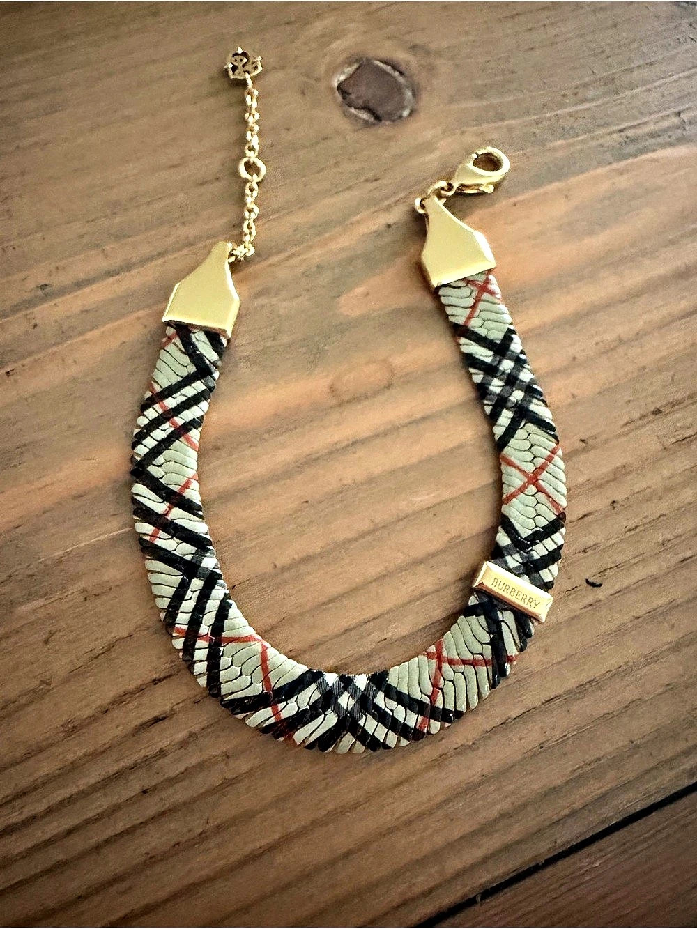 Burberry Check Print Gold Bracelet – Brand New in Box